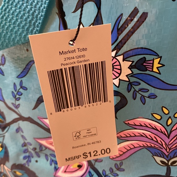 Vera Bradley market tote peacock garden nwt - Picture 2 of 4